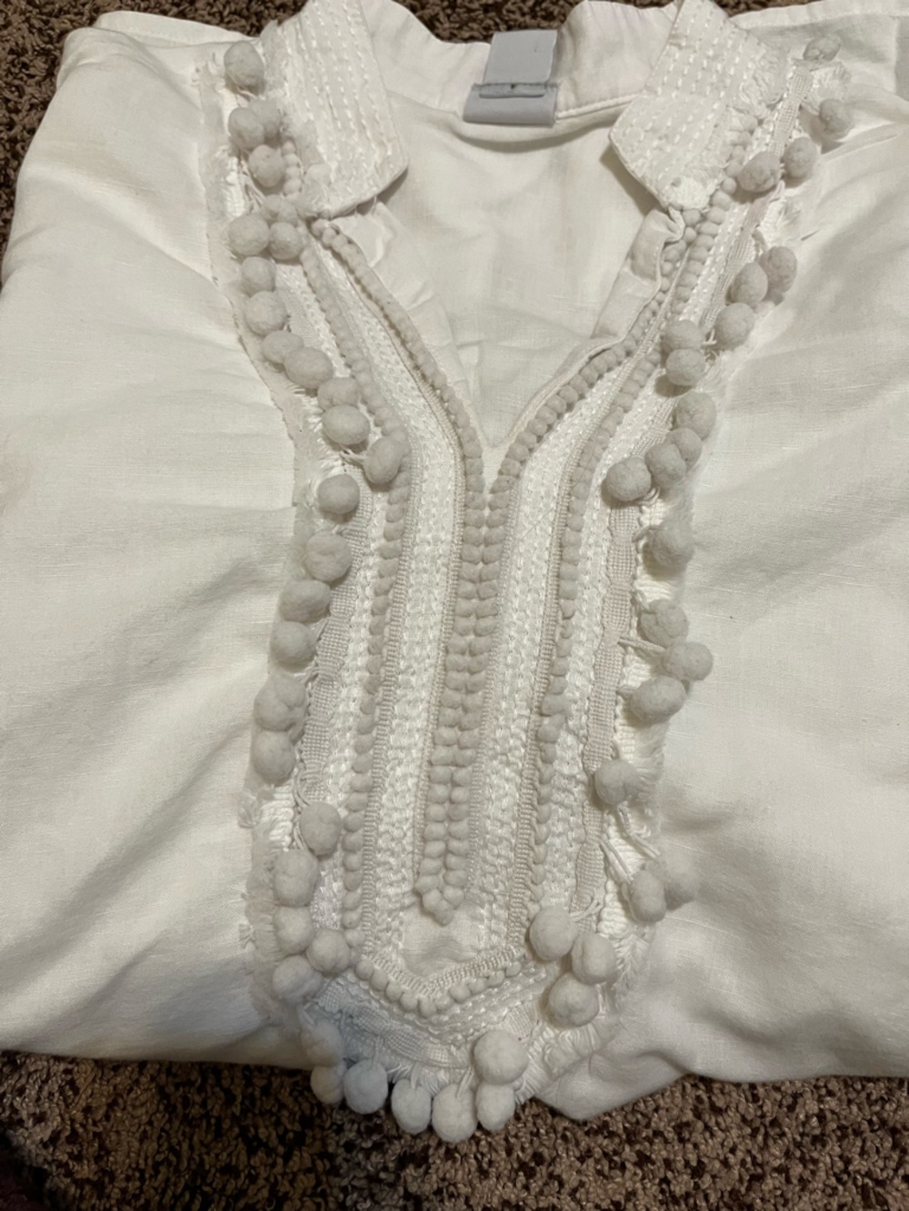 Chico's White Pom-Pom Trim V-Neck Tunic - Picture 7 of 7